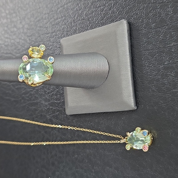 Swarovski Jewelry - Swaroski Gema Asymmetrical Multicolored Gold Tone Plated Set